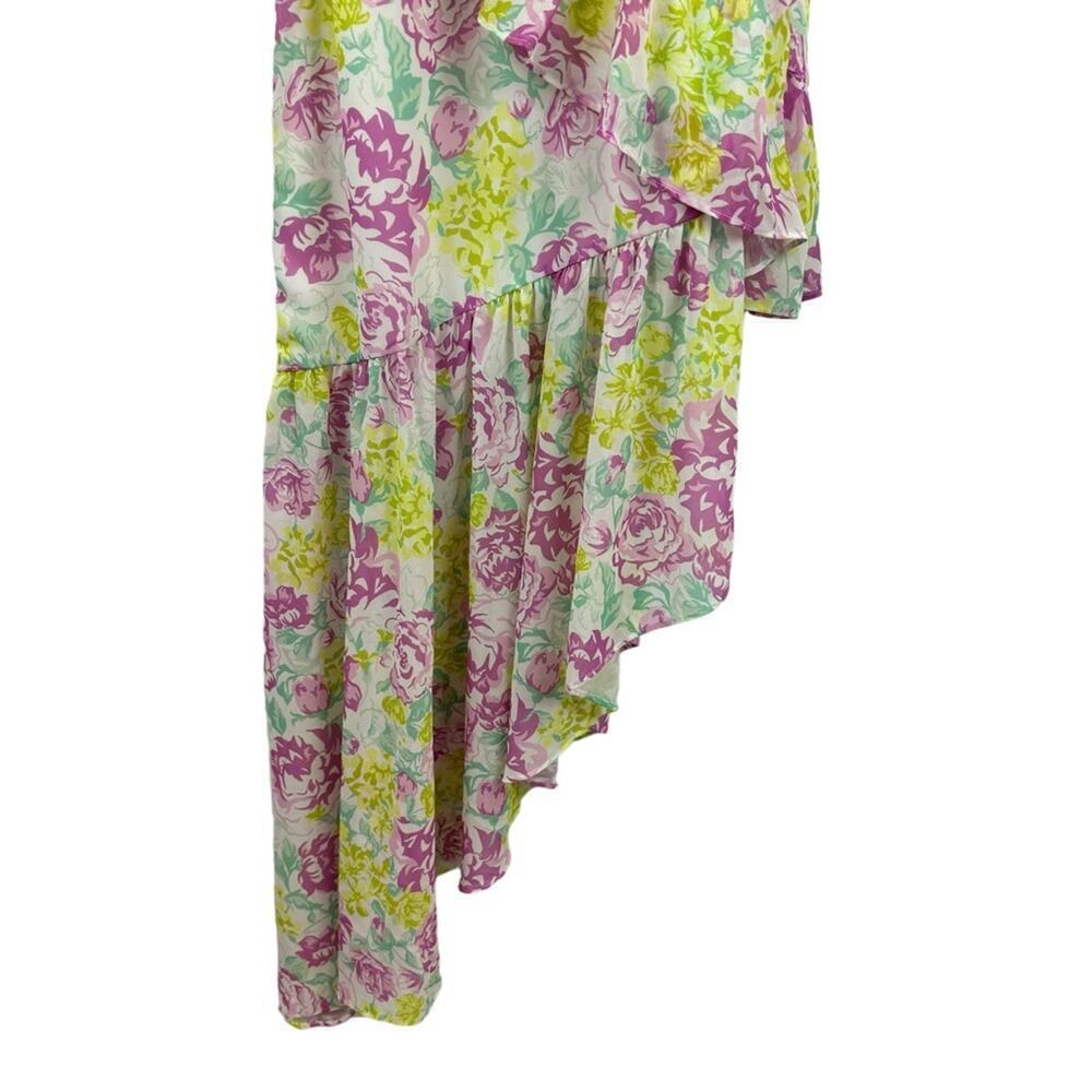 New Majorelle Summer Gown Dress Pink Summer Fling Floral Asymmetrical Hem Medium - Picture 9 of 16
